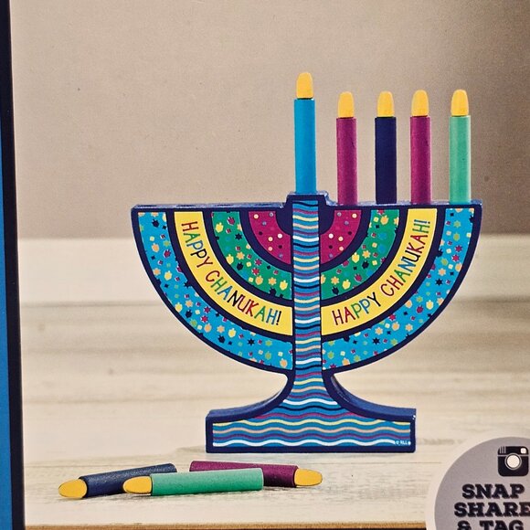 New Child Boy Girl Sturdy Mini Wood Menorah W 9 Candles Happy Chanukkah 4" - Picture 8 of 14